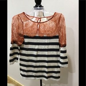 Anthropologie lace and cotton top